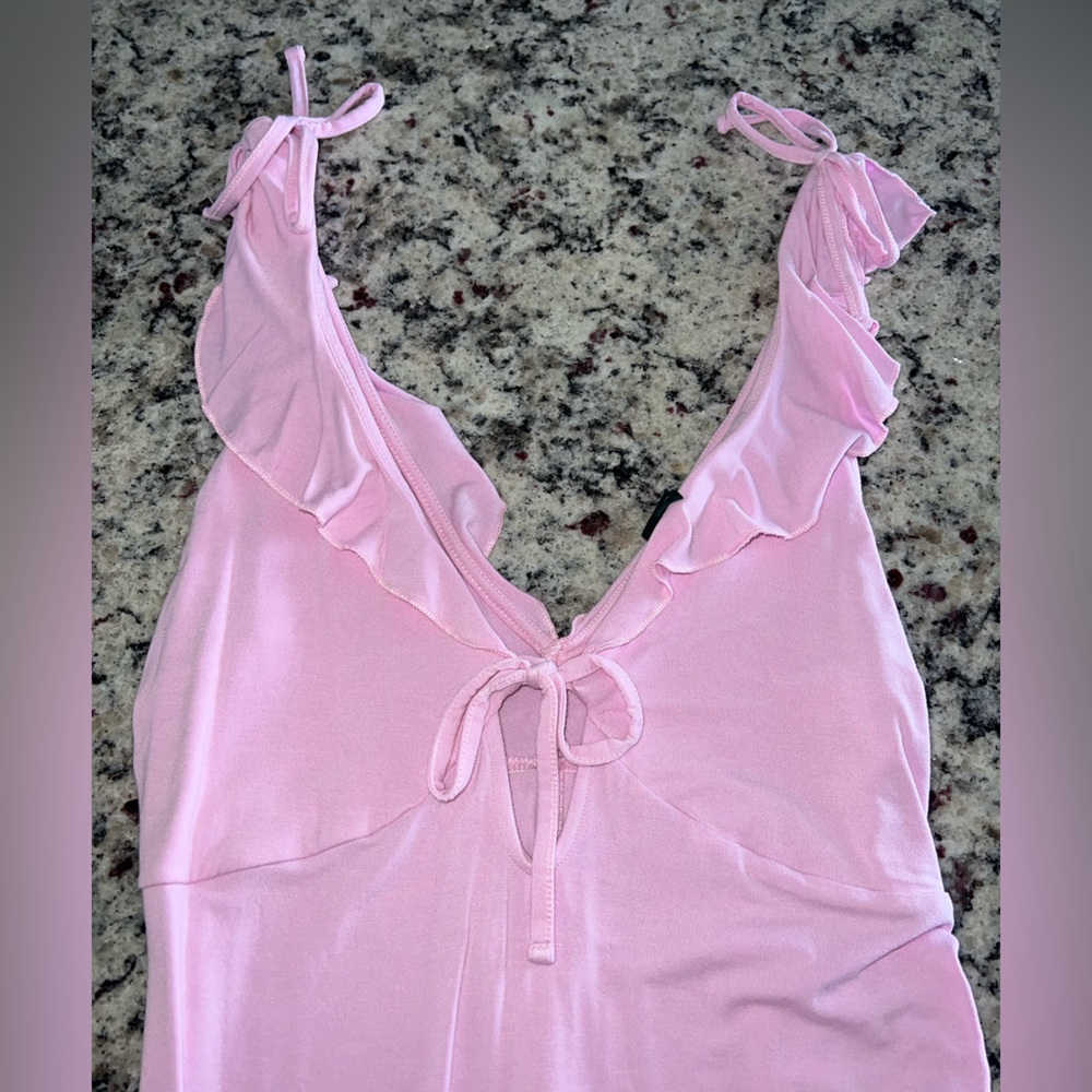 Pink Ruffled Mini Dress - Picture 3 of 5